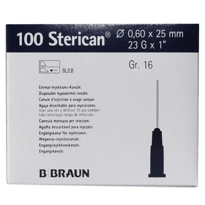 B. Braun Sterican Einmalkanülen 100 Stück Nr.16 0,60 x 25 mm 23 G x 1" blau