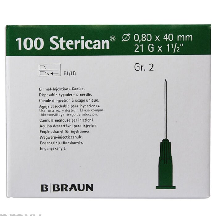 B. Braun Sterican Einmalkanülen 100 Stück Nr.2 0,80 x 40 mm 21G grün