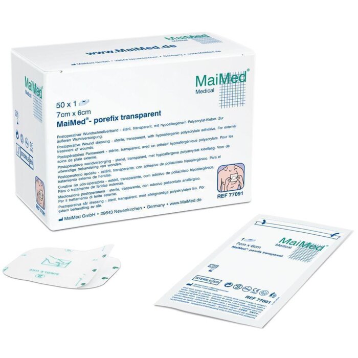 MaiMed® porefix transparent Wundschnellverband 50 Stück 7 x 6 cm