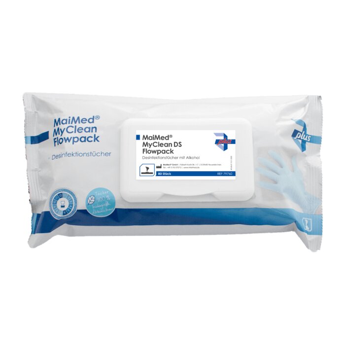 MaiMed MyClean DS Flowpack Desinfektionstücher begrenzt viruzid PLUS 80 Stück